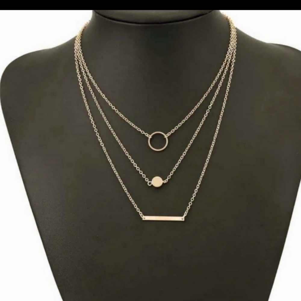 Gold Bar Necklace 3 layer necklace with adjustable clasp.18"-21" chain NEW